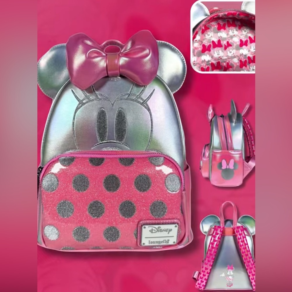 ✨LOUNGEFLY  Disney Minnie Mouse Backpack – Sparkle & Shine!💗✨SOLD OUT ONLINE‼️
